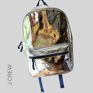 NWT J CREW CREWCUTS GIRLS BACKPACK METALLIC SILVER FABRIC